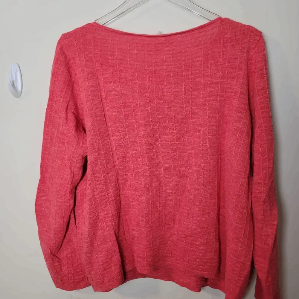 Eileen Fisher Lightweight Linen Cotton Knit Pullover Sweater Womens Red Size Lar - Picture 2 of 4